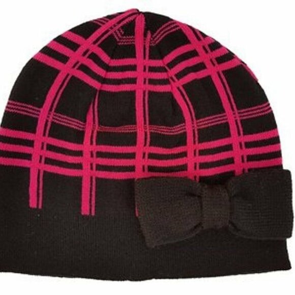 KATE SPADE New York SCUBA Plaid BEANIE Hat w/ Bow